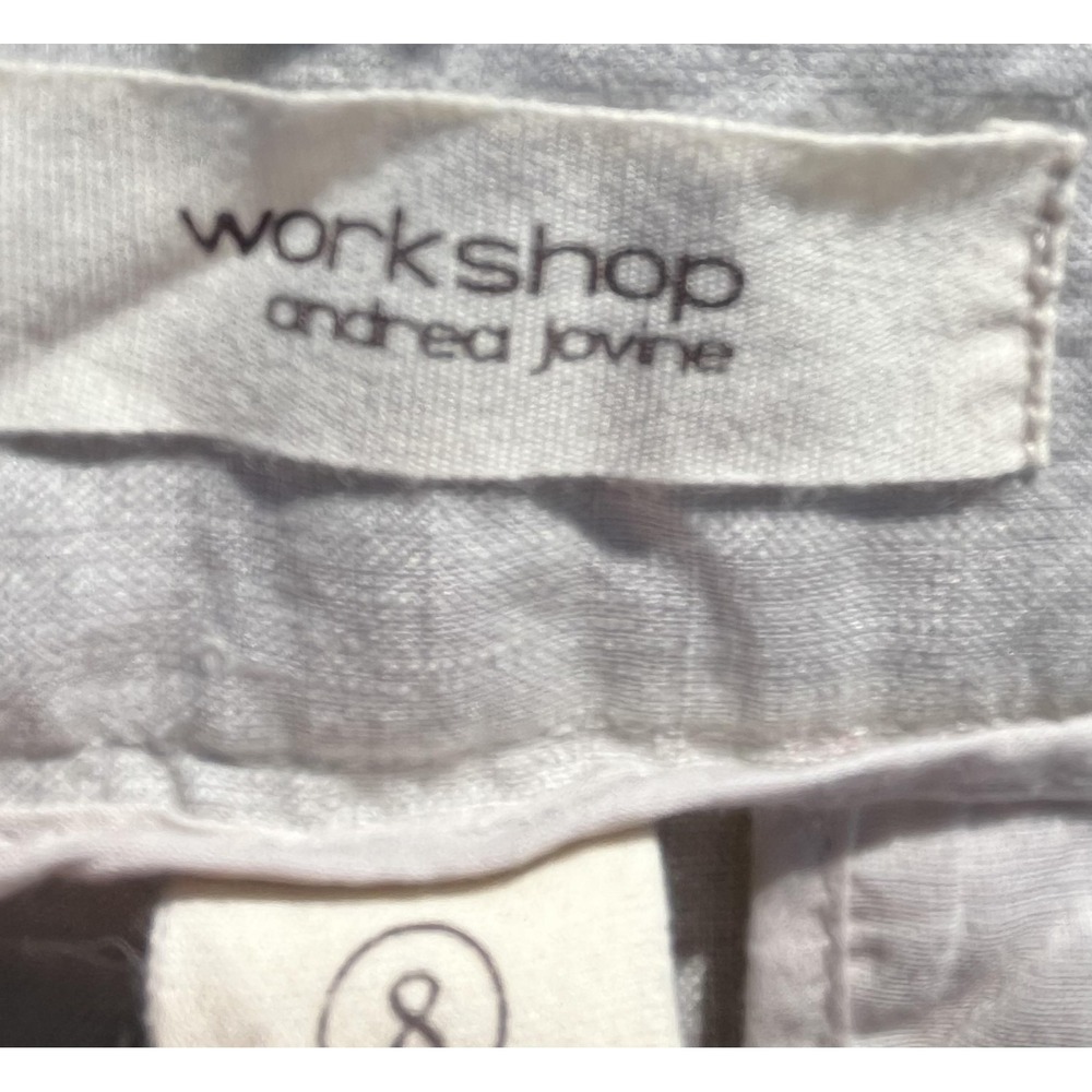 Workshop Andrea Jovine Pants Womens 8 Linen Cropped Wide Leg Chambray - Picture 8 of 9